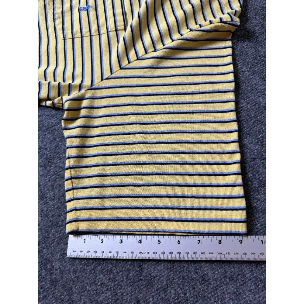 Polo Golf Ralph‎ Lauren Polo Shirt Mens XL Yellow/Blue Striped Short Sleeve Pony